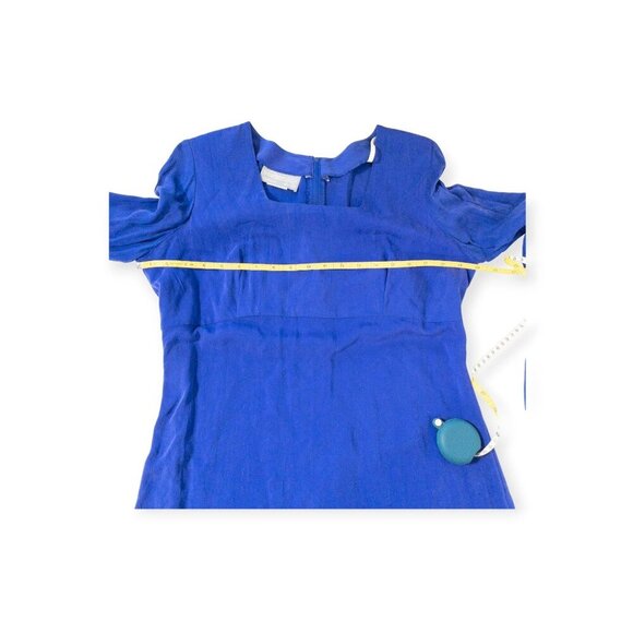 Vintage Rabbit JR Blue Dress With Square Neckline 90's Fashion - Picture 4 of 10